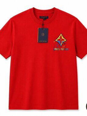 Louis Vuitton Men’s Red Graphic T-Shirt | Multicolor LV Logo Tee NWT